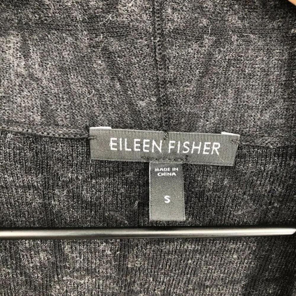 Eileen Fisher wool blend lagenlook career‎ lady jacket cardigan sweater black S